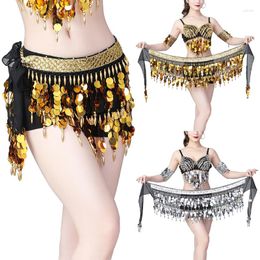 Stage Wear Women Belly Dance Sequins Scarf Bling Waist Chain Belt Hip Tassel Costume Ladies Dancing