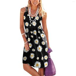 Casual Dresses 2023 Dress For Women Floral Print Sleeveless Tank Mini Summer Plus Size Sundresses Boho Beach Short