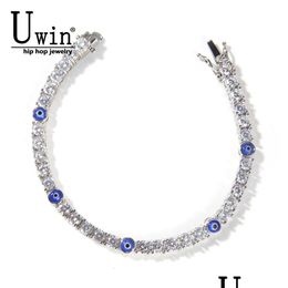 Charm Bracelets Uwin Tennis 4Mm Turkish Blue Eyes Aaa Cz Iced Out Luxury Bangles Wholesale Women Jewelry 230216 Drop Delivery Dhyhc