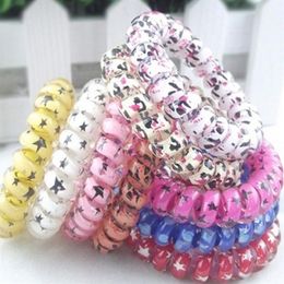 Mixed Colour Leopard Star Hair Rings Telephone Wire Elastics Bobbles Hair Tie Bands Kids Adult Hair Accessories Can used as Bracele255W