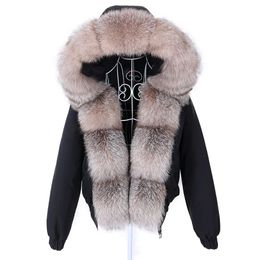 Women's Fur Faux Fur MAOMAOKONG Fashion Short Women's Real Fur Coat Natural Raccoon Big Fur Collar Winter Parka Bomber Jacket Waterproof 230927