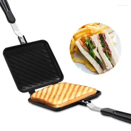 Pans Double Side Bread Frying Pan Non Stick Barbecue Plate Multiple Purposes Sandwich Toaster Mould Heat-resistant Toastie Waffle