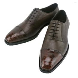 Leather Dress Skin Shoes Ostrich Eyugaoduannanxie Manual Business Affairs Men Real Sole 834