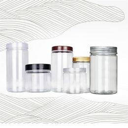 250ml 350ml Transparent Small Plastic PET Jars With Aluminum Lid Clear Empty Cosmetic Sample Jar With Lid In stock215d