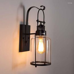 Wall Lamp Retro Loft Industry Bedroom Stair Aisle Corridor Living Room Blacony Restaurant Cafe Light E27 Glass Bra