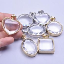 Pendant Necklaces 1pc Alloy Heart Oval Square Floating Locket Double Curved Cabochon Glass Memory For Necklace Making Medallion