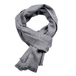 Scarves Fashion Men Soild Color Cashmere Scarf Winter Thicken Warm Pashmina Shawl Man Black Gray Casual Tassel Foulard Bufanda 230927