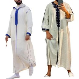 Ethnic Clothing 2023 Eid Mubarak Kaftan Dubai Abaya Turkey Muslim Fashion Sets White Arabic Dress Men Robe Casual Long Sleeve Shirt Kameez