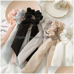 Hair Accessories Elegant Ponytail Ribbon Ring Solid Colour Knotted Tassel Head Versatile For Women Drop Delivery Products Dhiee