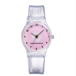 Small Daisy Jelly Quartz Watch Students Girls Cute Cartoon Chrysanthemum Silicone Watches Pink Dial Pin Buckle Wristwatches155G