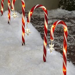 Christmas Decorations 8pcs Outdoor Christmas Decorations Solar Candy Cane Lights Waterproof LED Garden Pathway Lawn Light Xmas Year's Decor 230927