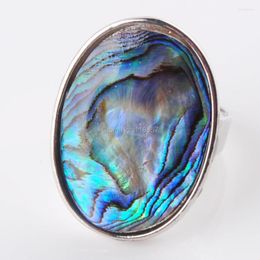 Cluster Rings Adjustable Finger Ring Zealand Natural Abalone Shell Oval Beads Resizable For Men Women Party Beautiful Jewellery IX3050