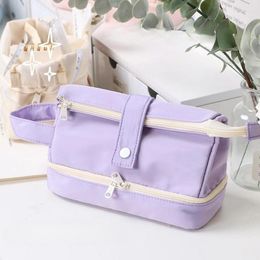 School Bags Simple Large-capacity Double-layer Pencil Case For Primary And Secondary Students Girls Pen Bag Pouch