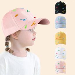 Ball Caps Children's Baseball Cap Embroidered With Dinosaur Embroidery Ventilated Cartoon Sun Hat Pure Color Sunscreen