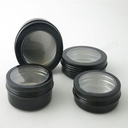 New design 12pcs lot 60g 80G 100g 150G Empty Aluminium Jar Makeup Cases Sample Jars Container black metal tin for cosmetic224B