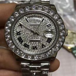 Watch Men 18K White Gold 41MM Bigger Diamond Bezel Dial Automatic mechanical movement Men's Watches205F