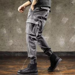 Men's Pants Men Stretchy Breathable Multi Pockets Lace-up Mid-Rise Trousers Sports Streetwear