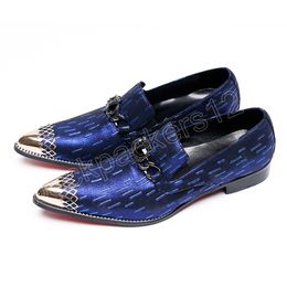 Elegant Printing Pointed Toe Dress Shoes Italian Luxury Slip on Formal Shoes Original Male Real Leather Evening Shoes