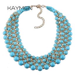 Wedding Jewellery Sets KAYMEN Fashion Imitation Turquoise Stands Weaving Statement Necklace for Women Handmade Beaded Chunky Chokers Wholesale 230928