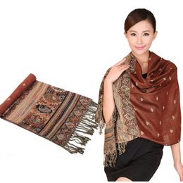 Scarves Arrival Autumn Winter Brick Red Reversal DoubleSides Fancy Paisley Women's Pashmina Shawl Scarf Warp Bee 011504 230927