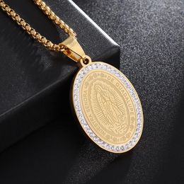 Pendant Necklaces Classic Vintage Virgin Mary Stainless Steel Oval Men Necklace Women Banquet Party Street Amulet Jewelry Gift