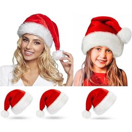 Christmas Decoration Soft Plush Hat Santa Claus Cosplay Hats Children Decor Caps Adult Red Thicken Cap Festival Party Supplies
