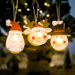 Christmas Decorations Santa Claus Wooden Glowing Pendant Door Wall Hanging Merry Board For Home #y1188r