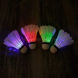 Balls 4pcs Dark Night Colourful LED Badminton Shuttlecock Birdies Lighting Feather 230927