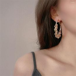 Hoop Earrings Geometric Metal Women Jewelry Gift Irregular Circle Square Heart Stud Fashion Women's Rhinestone