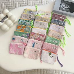 Soft Canvas Flower Coin Bags Purse Money Pouch Wallet Clutch Portable Credit Card Holder Earphone Sanitary Napkins Storage Bags