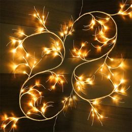 Strings 48LED Lighted Birch Garland Warm White Vines Fairy Light 7.3FT Vine Christmas Branches For Wall Decor