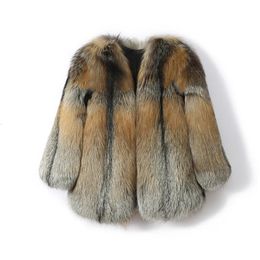 Women's Fur Faux Fur Natural Real Fur Long Overcoat Women's Warm Winter Jacket Luxury Furry Fur Coat Autumn Loose large Big Size 230927
