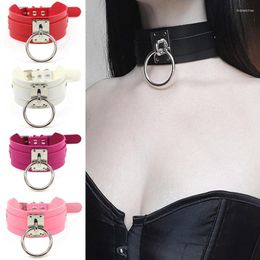 Pendant Necklaces 1PC Choker Collar O-Ring Neck Harness Adjustable Belt Necklace PU Leather Gothic Punk