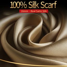 Scarves 100 Real Silk Scarf Women Bufanda Hangzhou Shawls Wraps for Lady Solid Neckerchief Natural Satin Foulard Femme 230927