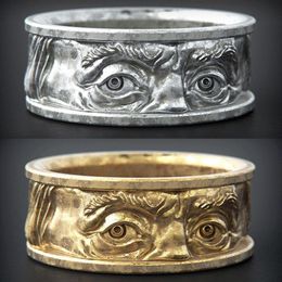 Creative Unusual Face Jewellery Carving Gaze Both Eyes Golden Rings Size 7-12 Men And Women Charm Halloween Gifts MENGYI Cluster244M