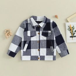 Jackets Toddler Shirt Jacket Plaid Print Long Sleeve Button Cardigan Winter Coat for Infant Baby Spring Fall Outwear Children's Clothing 230928