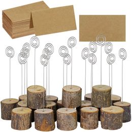 100Set Retro Style Holder With Kraft Paper Tree Stump Shaped Cute Business Card Holder