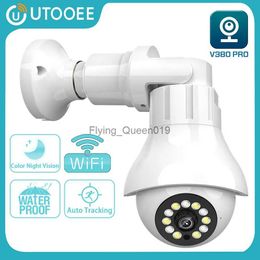 CCTV Lens UTOOEE 4MP E27 Bulb WIFI Surveillance Camera Auto Tracking 360 Outdoor PTZ IP Camera CCTV 30M Night Vision Security Camera YQ230928