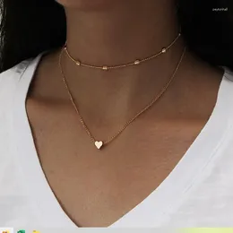 Choker Women Layered Heart Necklace Summer Simple Love -Shaped Pendant Chain 2023 Fashion Jewerly AM3048
