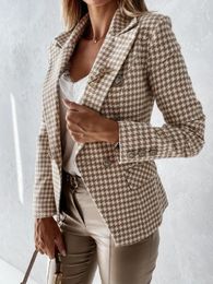 Women's Wool Blends Plaid Blazer Women Spring-Autumn Vintage Tweed Suits Jackets Office Ladies Chic Slim Blazers Girls Tassel Tops Set Coat 230927