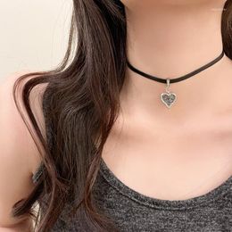 Choker Stylish Love Pendant Chokers Rhinestone Black Cool Sweet Necklaces Jewellery For Women