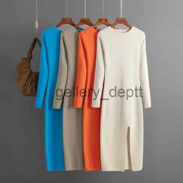 Basic Casual Dresses Elegant Dress Autumn Winter New Slim Fit Knitted Dress for Women Inner Wear and Outer Wear Long Sleeve Tight Hip Sweater Dress J230928