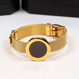 Luxury Designer Mens Bracelets Womens link bangles chains Gold silver plated Hip hop Watch Strap Bracelet lovers gold net Gifts276g