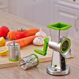 Food Chopper Vegetable Slicer Multi-Function Fruit Cutter Speedy Manual Rotary Cheese Grater-Round Tumbling Box Shredder Grinder f277F