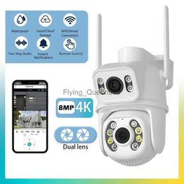 CCTV Lens 4K 8MP PTZ Wifi Dual Camera Lens with Dual Screen CCTV Ai Human Detect Auto Tracking Wireless Outdoor Surveillance Camera YQ230928