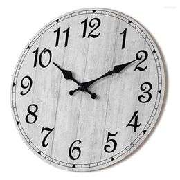 Wall Clocks Vintage Rustic Wooden Operated Silent Non Ticking Decorative For Kitchen Bathroom Living Room