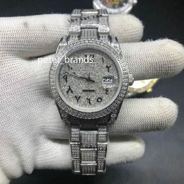 Luxury Full Diamond Arabic Numeral dial Watch High Quality Automatic Waterproof 37MM diamond face Watches 316 Stainless Steel348E