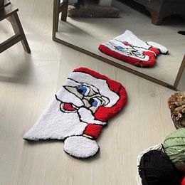 Bath Mats Merry Christmas Imitation Cashmeree Rugs Santa Tree Gift Box Shaped Floor Mat For Home Bathroom Livingroom Xmas Party Carpet 230928