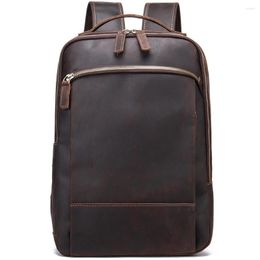 Backpack Design Crazyhorse Leather Laptop For Men Travel Daypack Schoolbag Business Bag Portable Rucksack