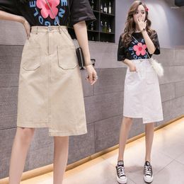 Skirts Woman Regular Denim White Skirt A- Line Women's SpringSummer 2023 High Waist Mujer Faldas Saias Mulher